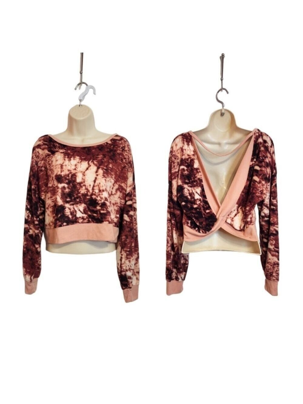 Derek Heart Pink Velour Crop Soft Coquette Top Medium